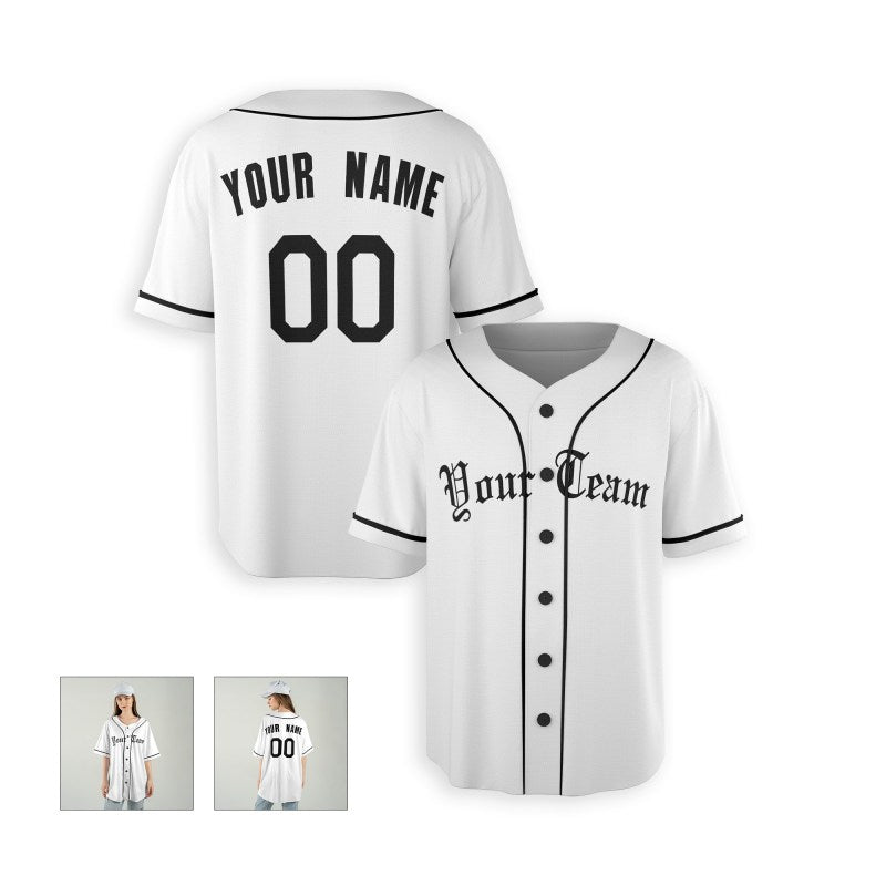 Personalized Detroit White Baseball Jersey – Custom Name & Number, Kids & Adults-6