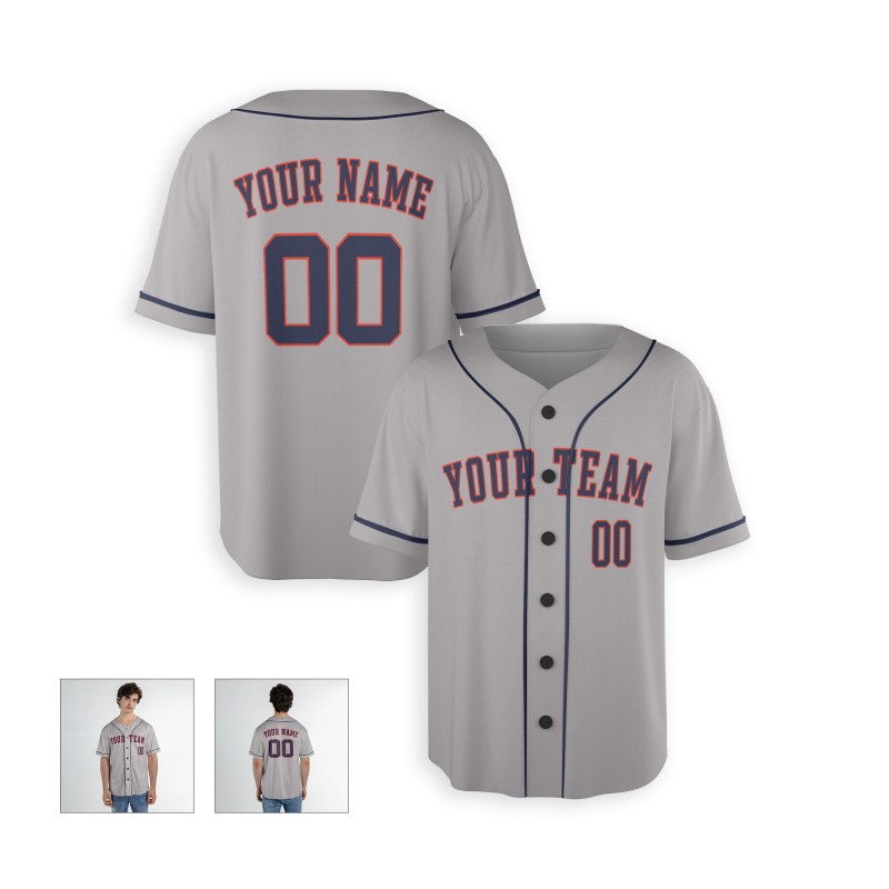 Personalized Houston Gray Baseball Jersey – Custom Name & Number, Kids & Adults-4