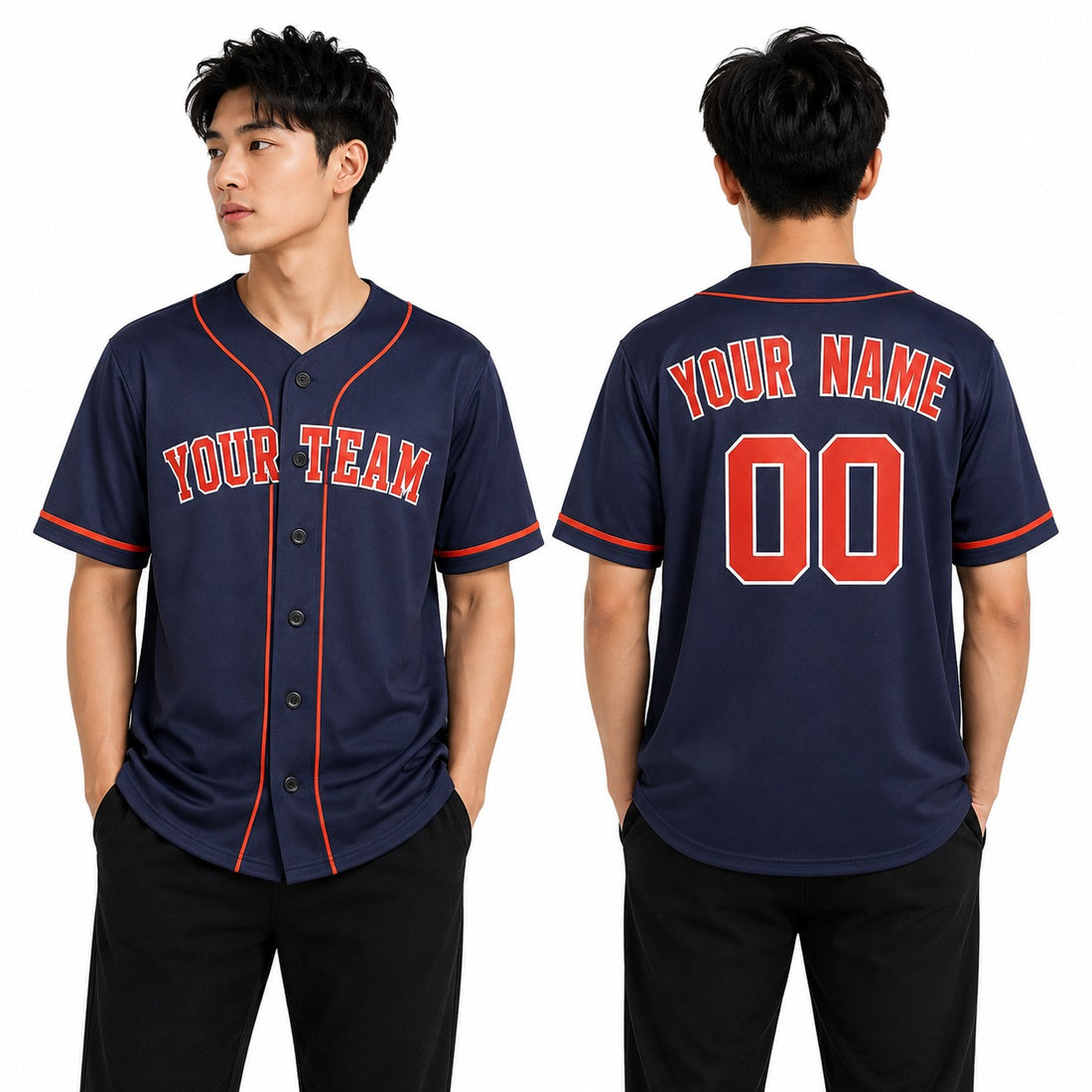 Personalized Houston Navy Baseball Jersey – Custom Name & Number, Kids & Adults-1