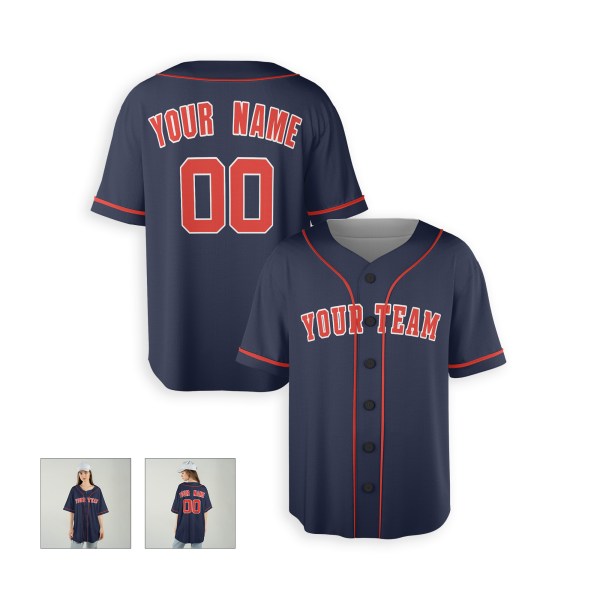 Personalized Houston Navy Baseball Jersey – Custom Name & Number, Kids & Adults-6