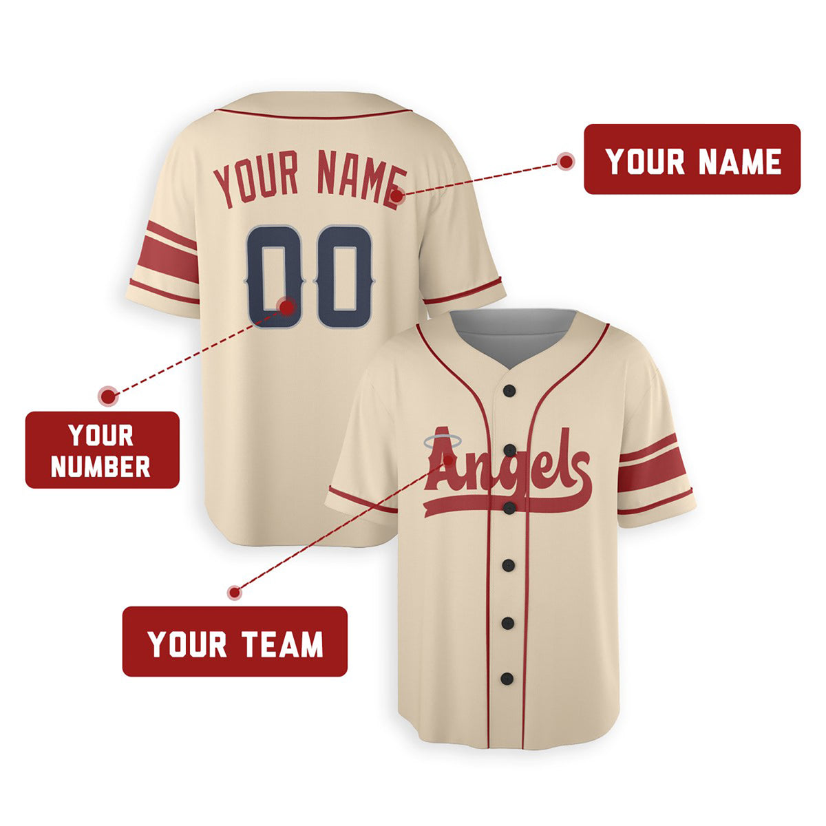 Personalized Los Angeles Baseball Jersey – Cream City-Inspired Style, Custom Name & Number for Kids & Adults-2