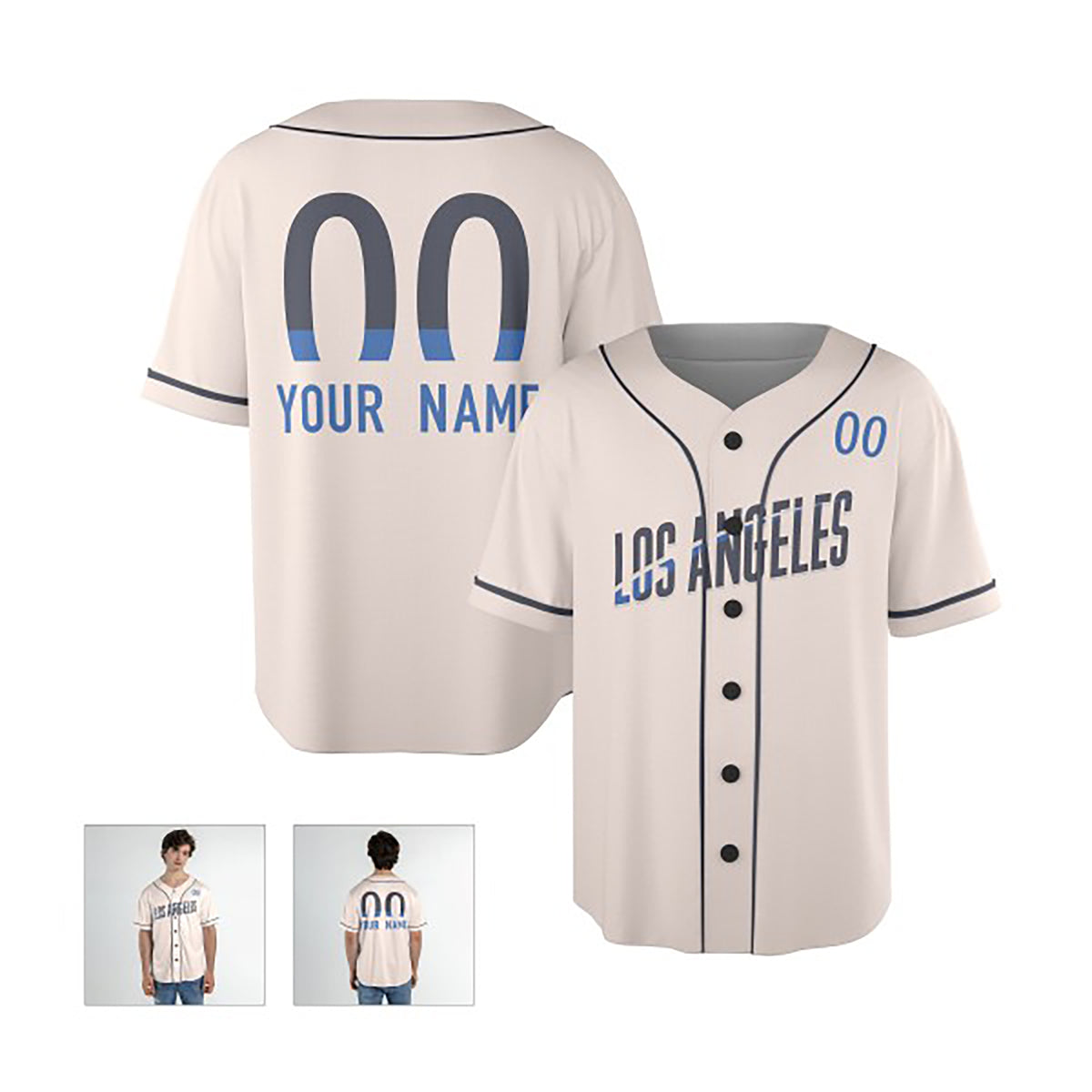 Personalized Los Angeles Baseball Jersey – Cream City Style, Custom Name & Number for Kids & Adults-4