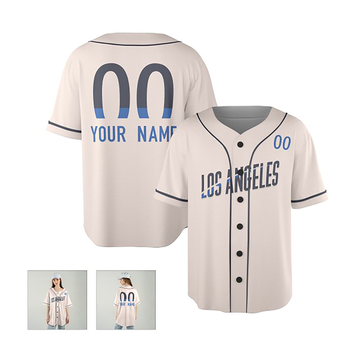 Personalized Los Angeles Baseball Jersey – Cream City Style, Custom Name & Number for Kids & Adults-6