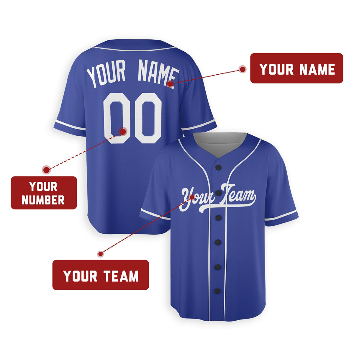 Personalized Los Angeles Baseball Jersey – Royal Blue Alternate Style, Custom Name & Number for Kids & Adults-2