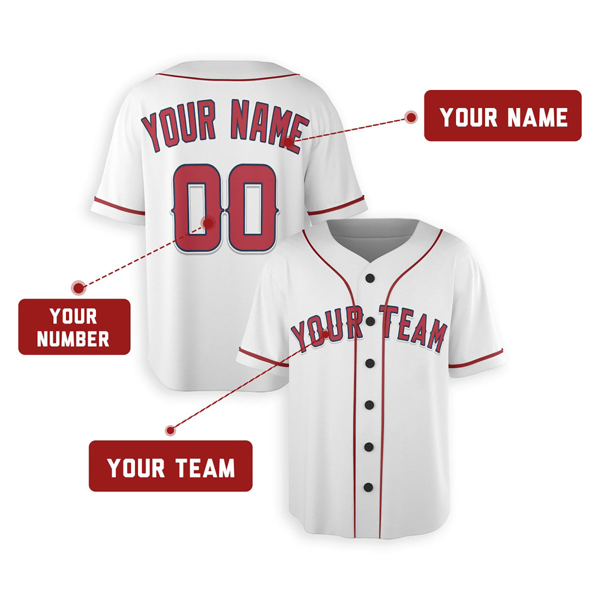 Personalized Los Angeles Baseball Jersey – White Classic Style, Custom Name & Number for Kids & Adults-2