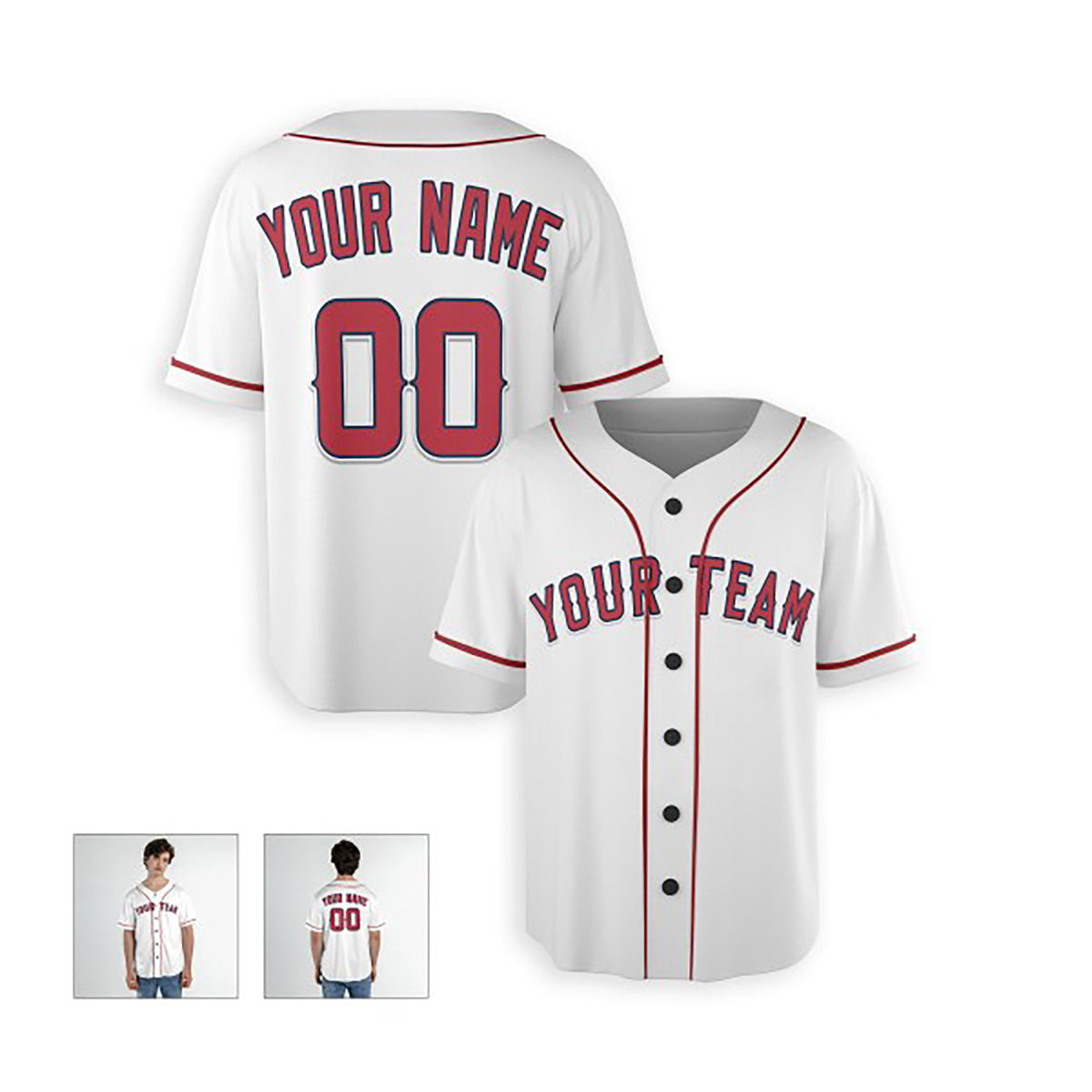 Personalized Los Angeles Baseball Jersey – White Classic Style, Custom Name & Number for Kids & Adults-4
