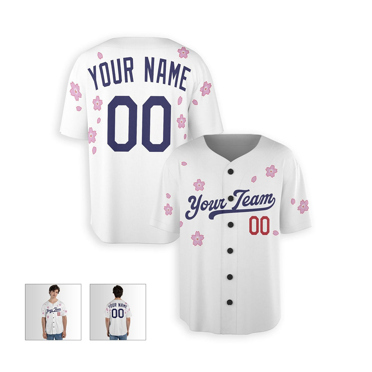 Personalized Los Angeles Baseball Jersey – White Floral Style, Custom Name & Number for Kids & Adults-2