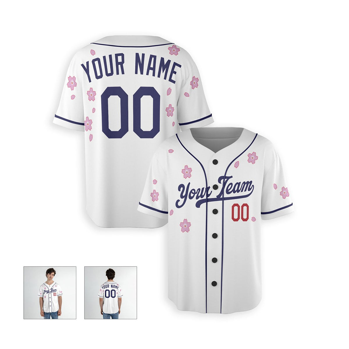 Personalized Los Angeles Baseball Jersey – White Floral Style, Custom Name & Number for Kids & Adults-3