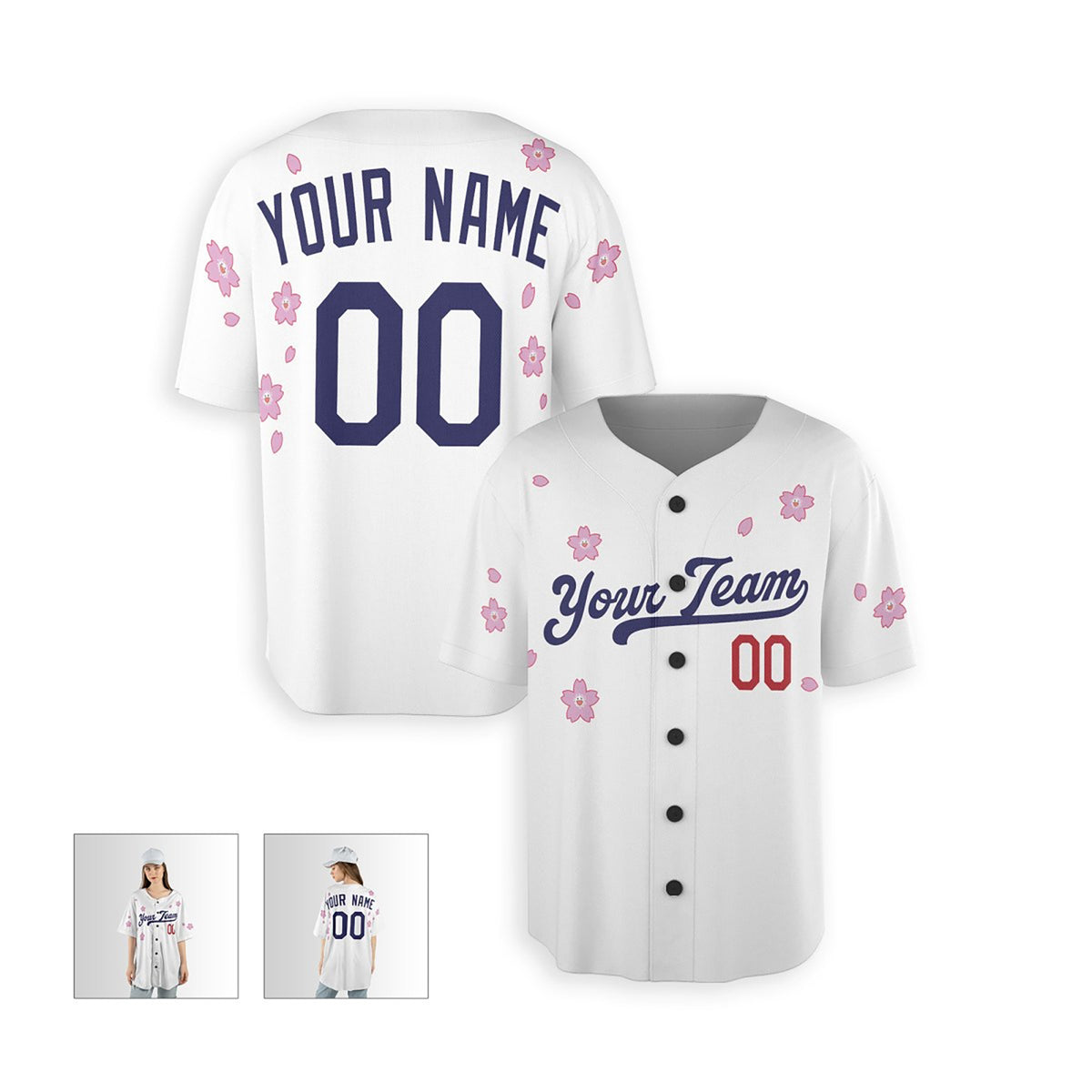 Personalized Los Angeles Baseball Jersey – White Floral Style, Custom Name & Number for Kids & Adults-4