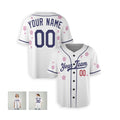 Personalized Los Angeles Baseball Jersey – White Floral Style, Custom Name & Number for Kids & Adults-5