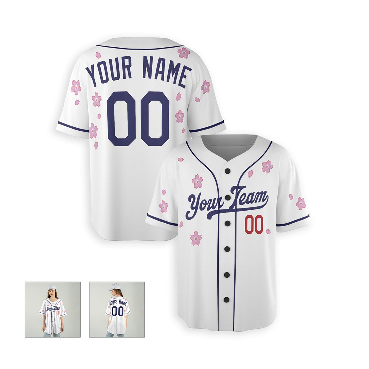 Personalized Los Angeles Baseball Jersey – White Floral Style, Custom Name & Number for Kids & Adults-5
