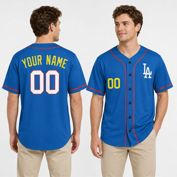 Personalized Los Angeles Blue Baseball Jersey – Custom Name & Number, Kids & Adults-1