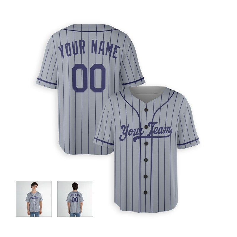 Personalized Los Angeles Gray Pinstripe Baseball Jersey – Custom Name & Number-3