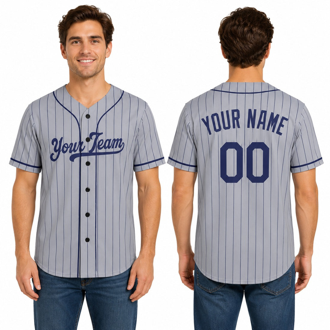 Personalized Los Angeles Gray Pinstripe Baseball Jersey – Custom Name & Number-1
