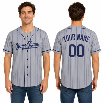 Personalized Los Angeles Gray Pinstripe Baseball Jersey – Custom Name & Number-1