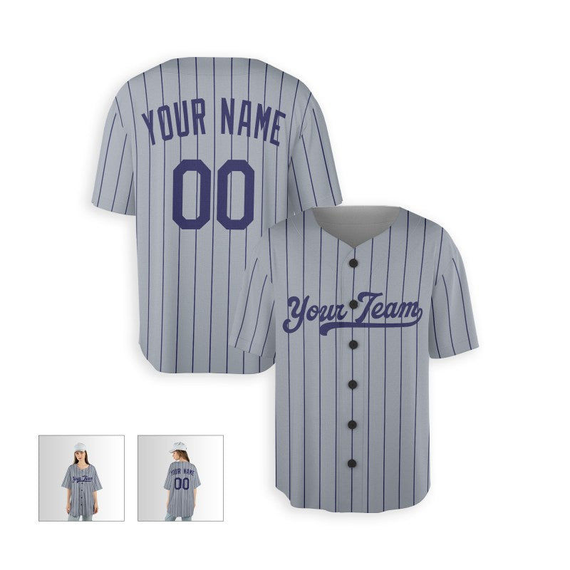 Personalized Los Angeles Gray Pinstripe Baseball Jersey – Custom Name & Number-4