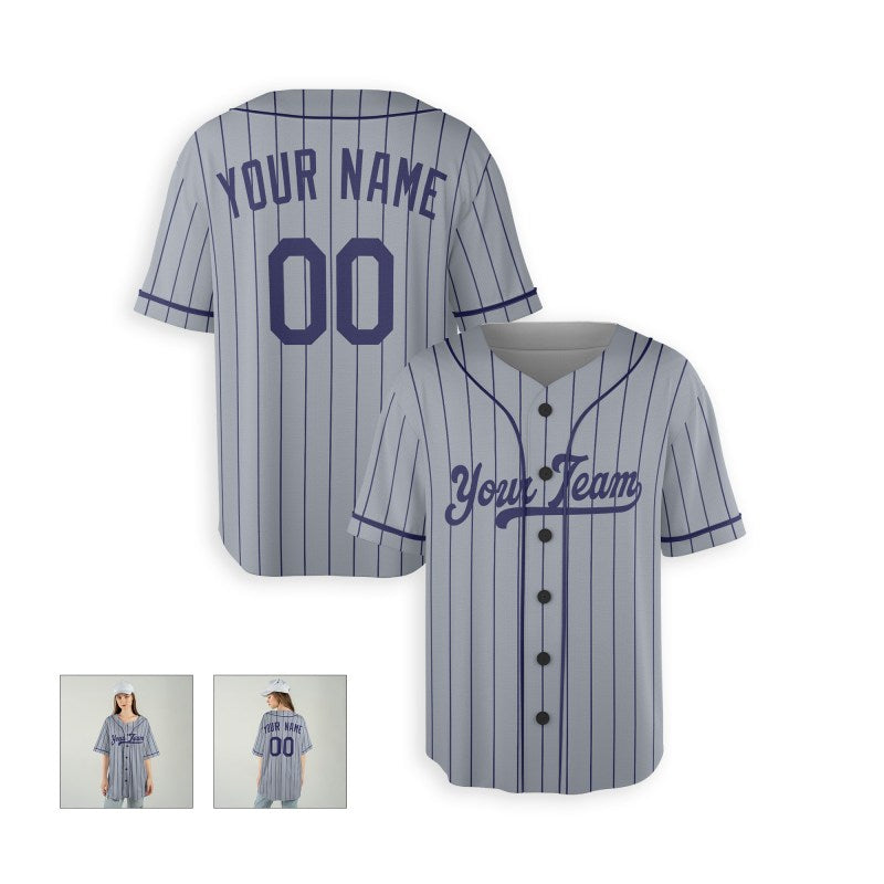 Personalized Los Angeles Gray Pinstripe Baseball Jersey – Custom Name & Number-5