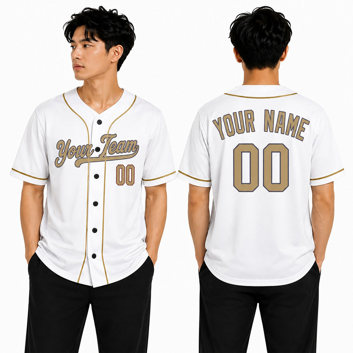 Personalized Los Angeles White Gold Baseball Jersey – Custom Name & Number-1