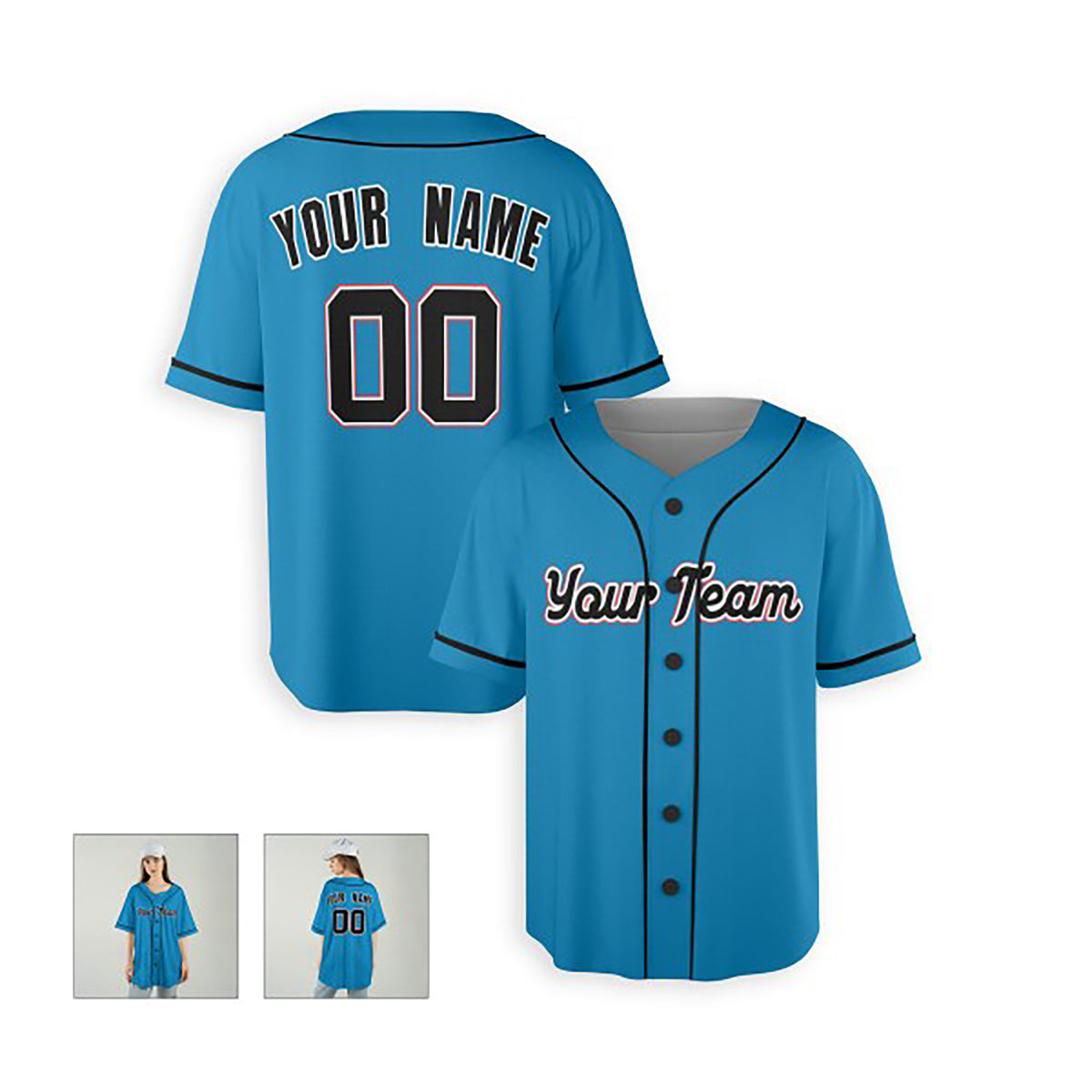 Personalized Miami Baseball Jersey – Sky Blue Alternate Style, Custom Name & Number for Kids & Adults-6