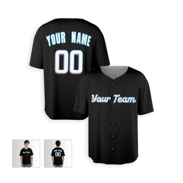 Personalized Miami Black Baseball Jersey – Custom Name & Number, Kids & Adults-3