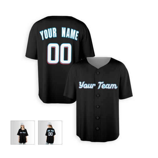 Personalized Miami Black Baseball Jersey – Custom Name & Number, Kids & Adults-5