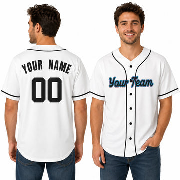 Personalized Miami White Baseball Jersey – Custom Name & Number, Kids & Adults