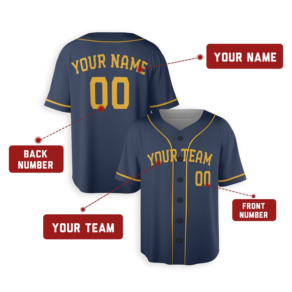 Personalized Milwaukee Baseball Jersey – Navy Alternate Style, Custom Name & Number for Kids & Adults-2
