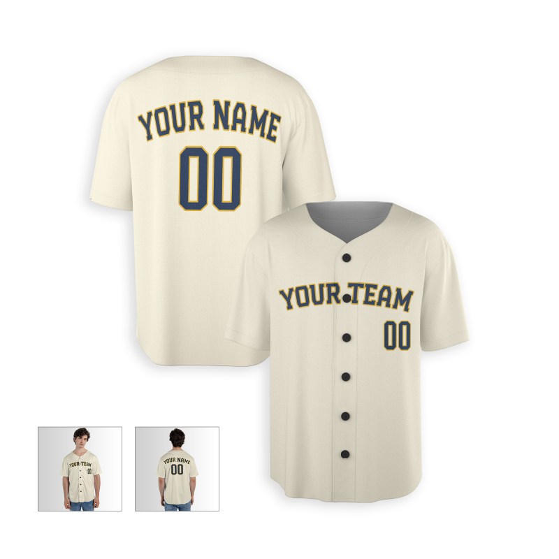 Personalized Milwaukee Cream Baseball Jersey – Custom Name & Number-3