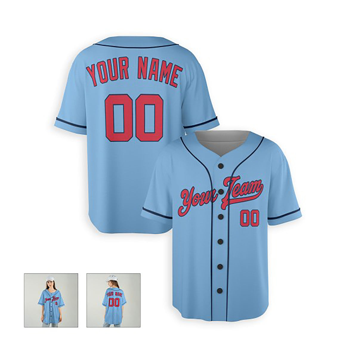 Personalized Minnesota Baseball Jersey – Light Blue Heritage Style, Custom Name & Number for Kids & Adults-5