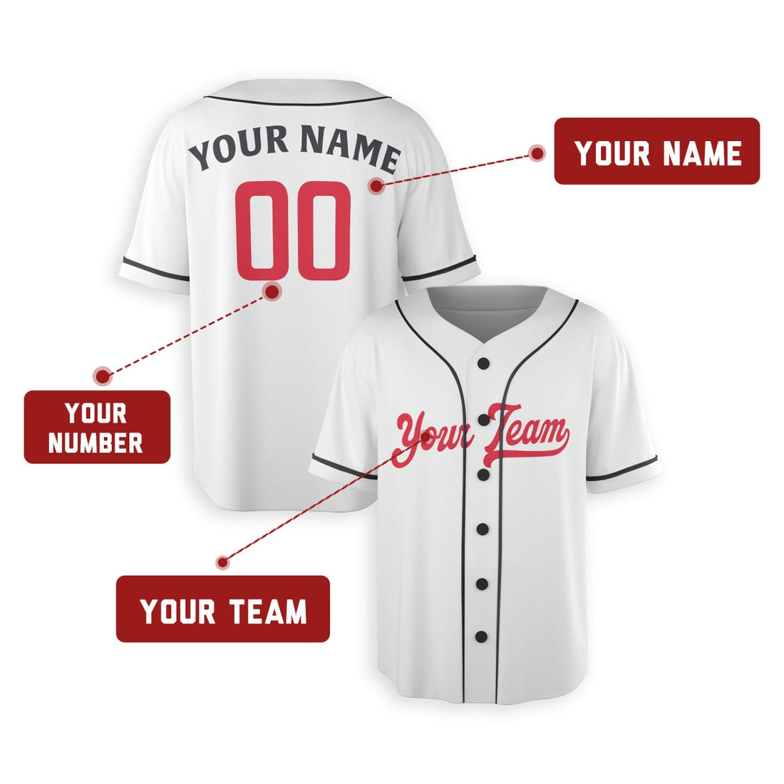 Personalized Minnesota White Baseball Jersey – Custom Name & Number, Kids & Adults