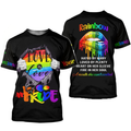 FUNSTUFFPRINT Customized With Name Rainbow Lips 3D LGBT-Shirt, Pride Love Is Love, Support LGBT Gift 3D T-shirt