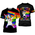 FUNSTUFFPRINT Personalized LGBT 3D Shirt Printed With Name, I've Got Personality You Can't Handle, Pride Shirts 3D T-shirt