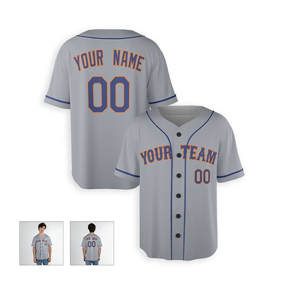 Personalized New York Baseball Jersey – Gray Queens Away-Inspired Style, Custom Name & Number for Kids & Adults-4