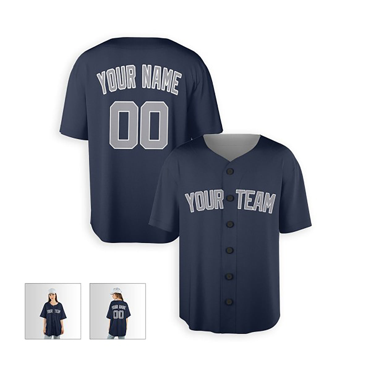 Personalized New York Baseball Jersey – Navy Alternate Style, Custom Name & Number for Kids & Adults-5