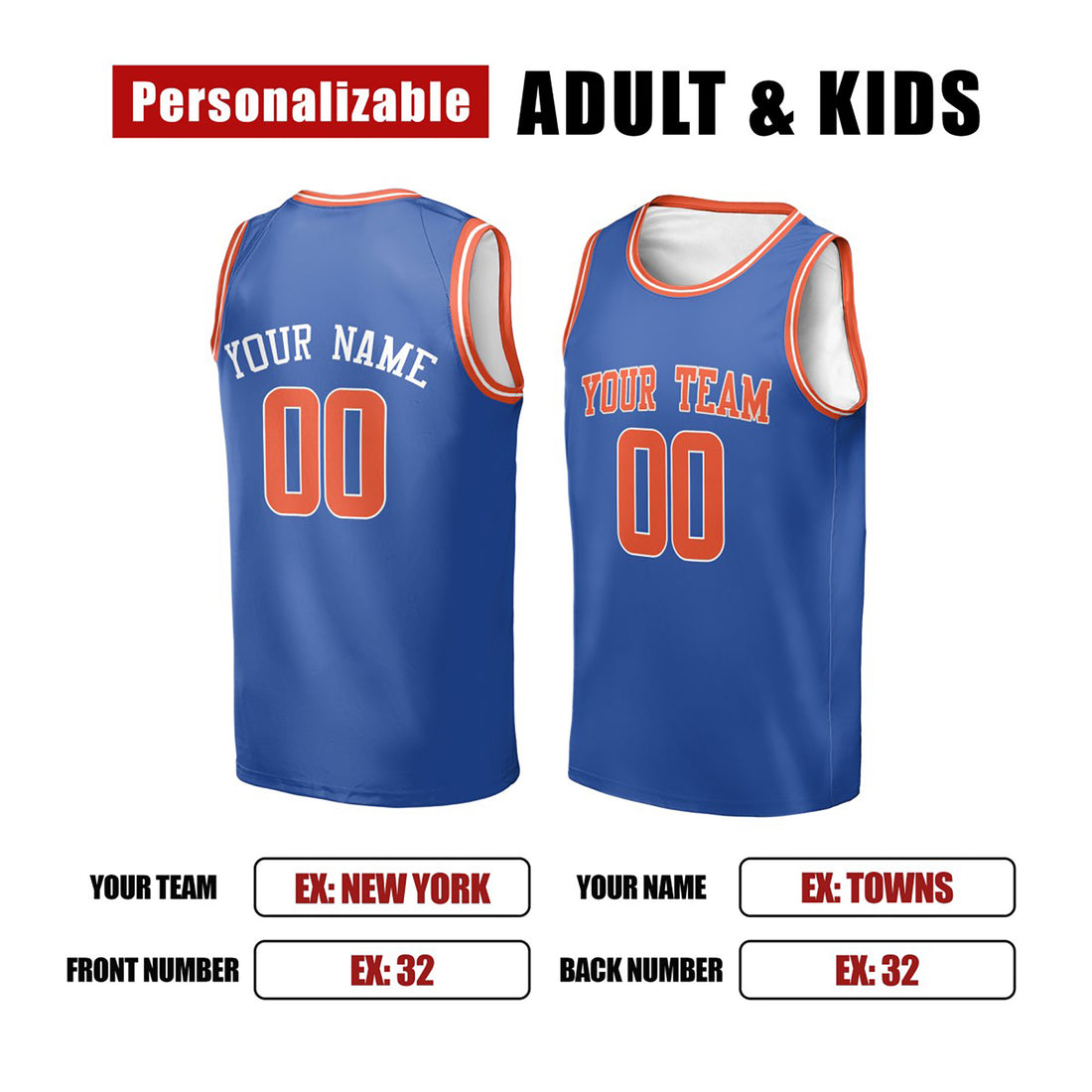 Personalized New York Knicks Jersey for Kids Adults – Blue Swingman Icon Style Fan-Inspired, Custom Name & Number-1