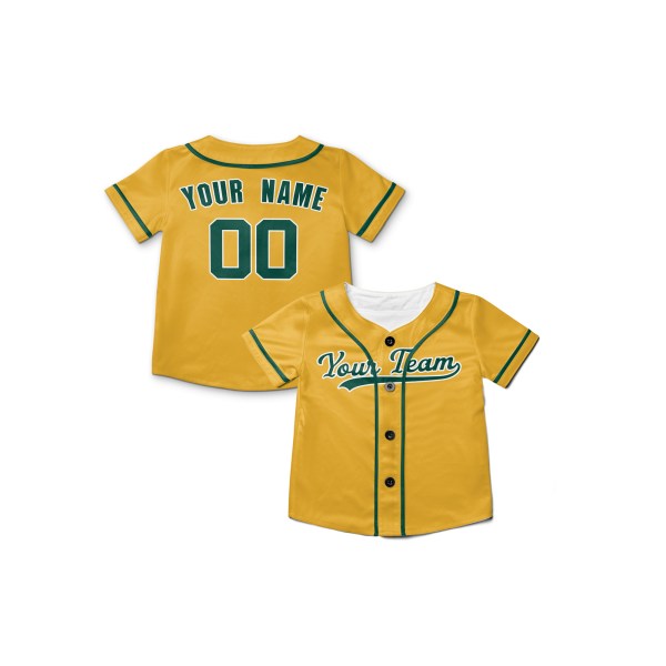 Personalized Oakland Gold Baseball Jersey – Custom Name & Number, Kids & Adults-7