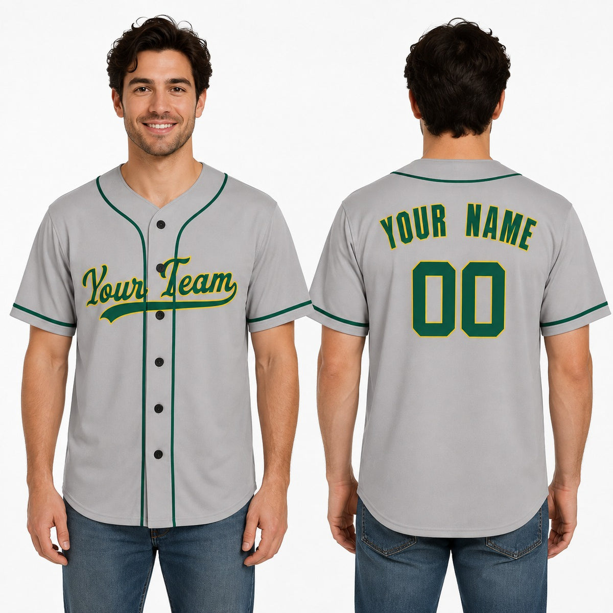 Personalized Oakland Gray Baseball Jersey – Custom Name & Number, Kids & Adults-1