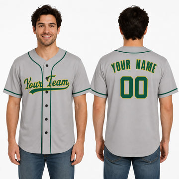 Personalized Oakland Gray Baseball Jersey – Custom Name & Number, Kids & Adults-1