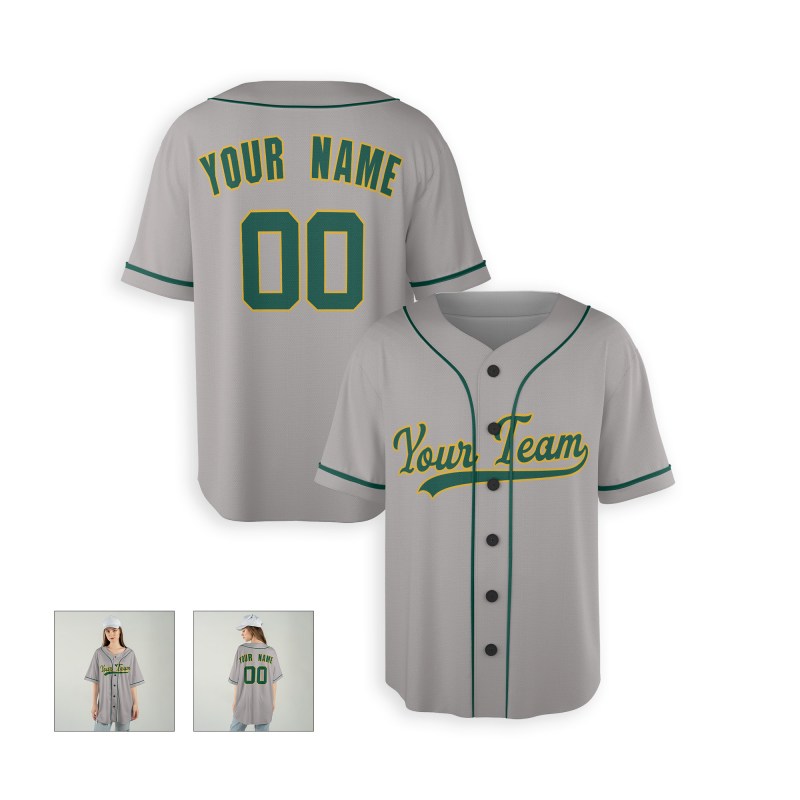Personalized Oakland Gray Baseball Jersey – Custom Name & Number, Kids & Adults-6