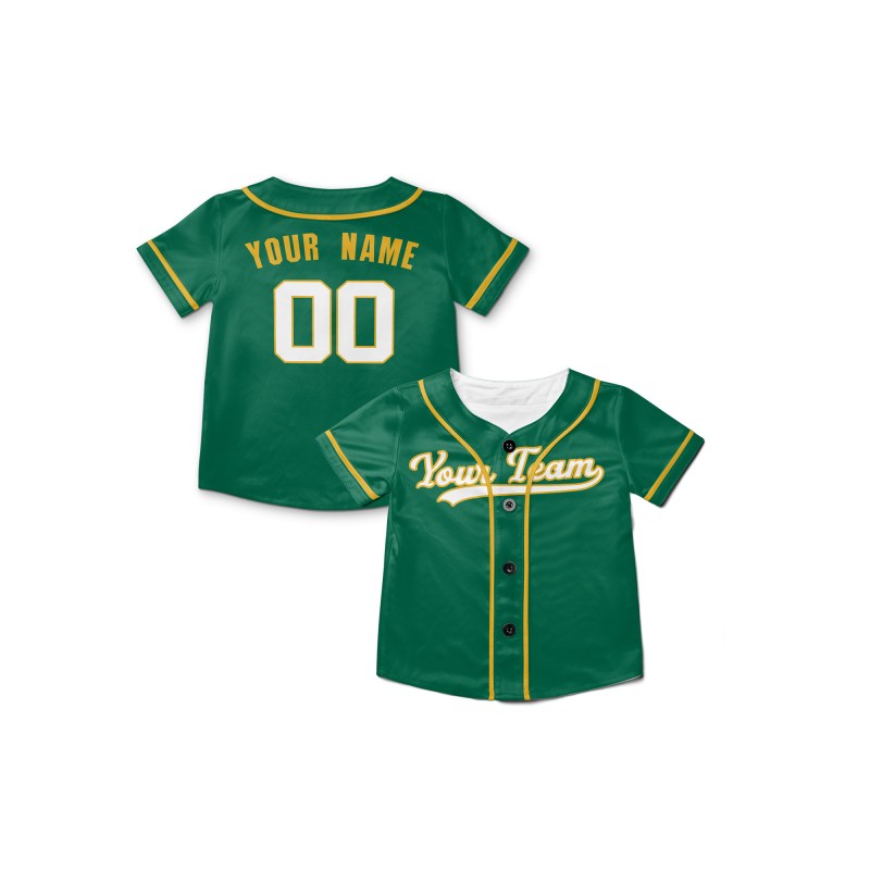 Personalized Oakland Green Baseball Jersey – Custom Name & Number, Kids & Adults-7
