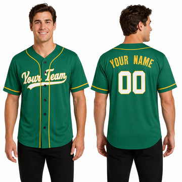 Personalized Oakland Green Baseball Jersey – Custom Name & Number, Kids & Adults-1