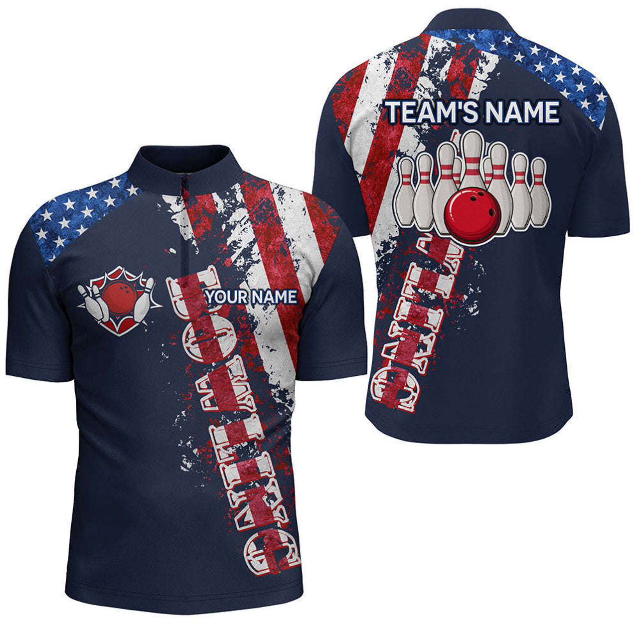 Custom Personalized Patriotic Bowling Jersey For Team Gift for Bowling Lovers