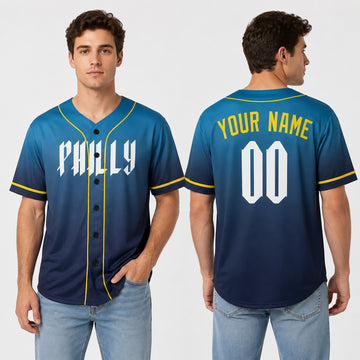 Personalized Philadelphia Baseball Jersey – Blue City-Inspired Style, Custom Name & Number for Kids & Adults-1