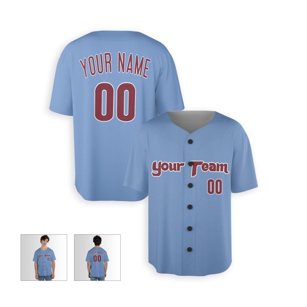 Personalized Philadelphia Light Blue Baseball Jersey – Custom Name & Number-3