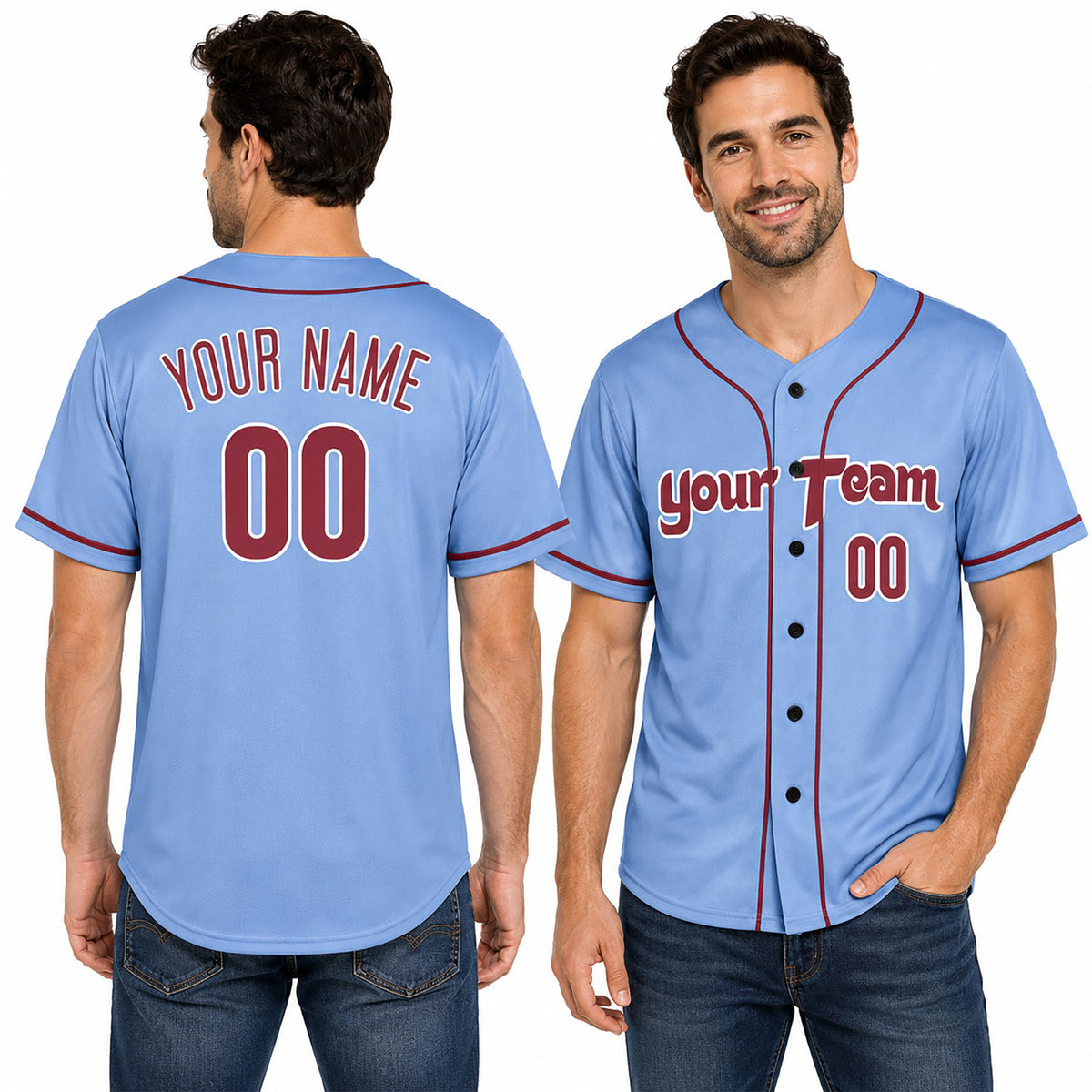 Personalized Philadelphia Light Blue Baseball Jersey – Custom Name & Number-1