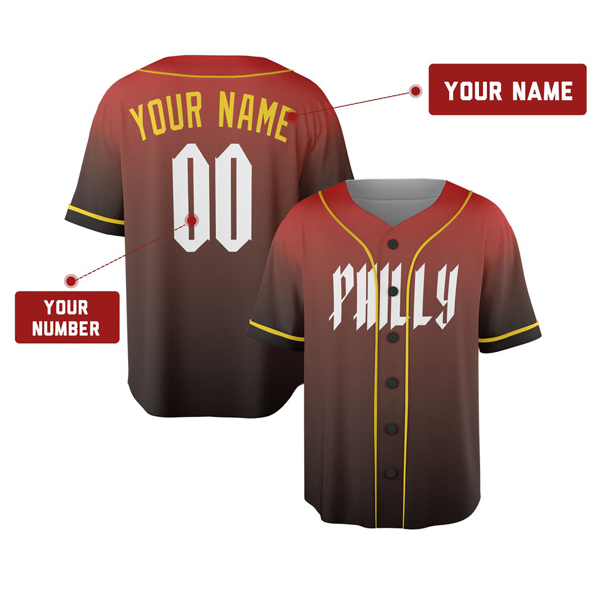 Personalized Philadelphia Red City Baseball Jersey – Custom Name & Number-2