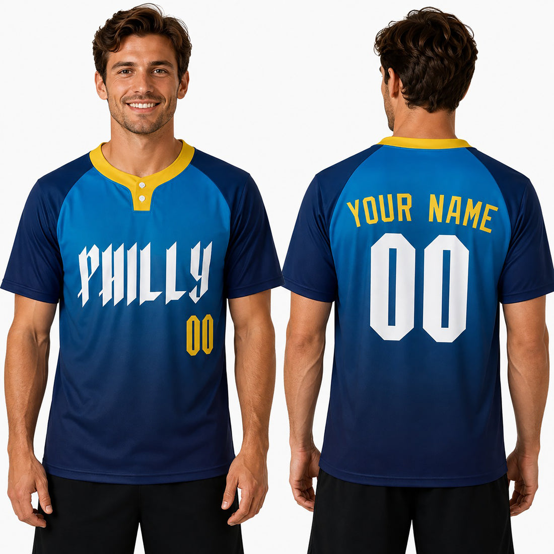 Personalized Philadelphia Two-Button Baseball Jersey – Philly City-Inspired Style for Men, Women & Youth-1