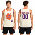 Personalized Phoenix Basketball Jersey – Cream Chain-Stitch Style, Custom Name & Number for Kids, Youth & Adults-1