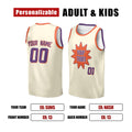Personalized Phoenix Basketball Jersey – Cream Chain-Stitch Style, Custom Name & Number for Kids, Youth & Adults-2