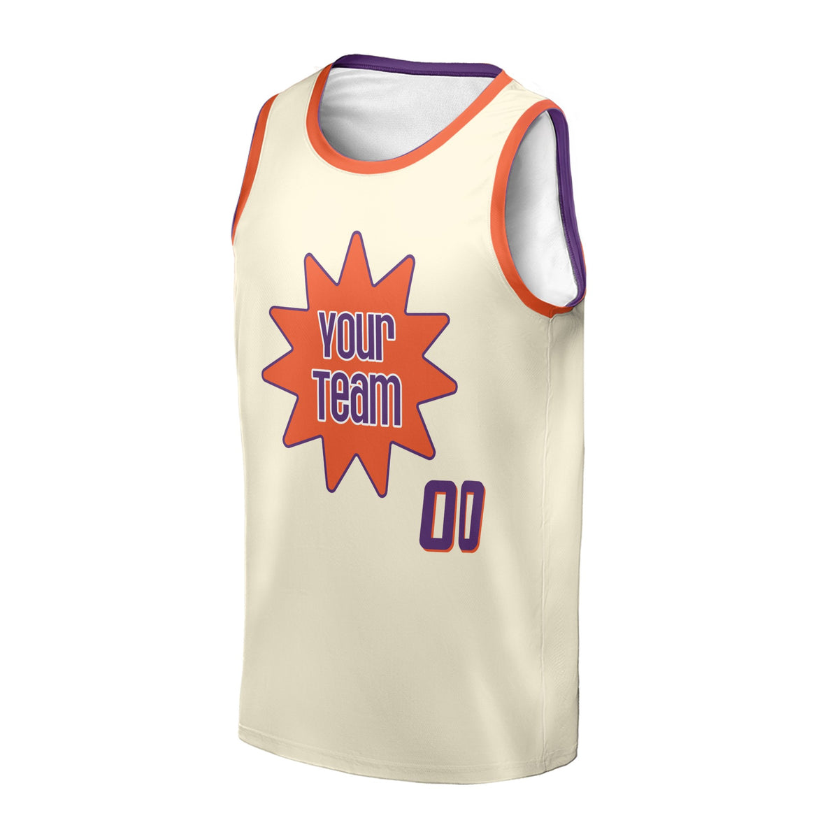Personalized Phoenix Basketball Jersey – Cream Chain-Stitch Style, Custom Name & Number for Kids, Youth & Adults-3